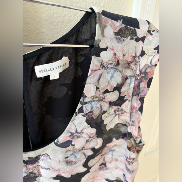 Rebecca Taylor Frosted Flower Print Silk Top - Size 6 - Picture 6 of 6